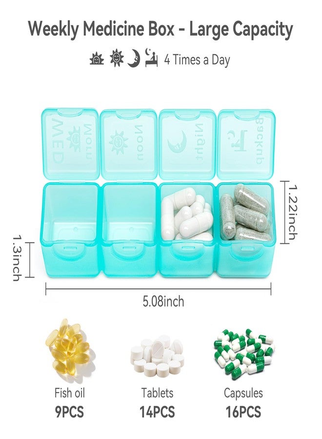 Restree Monthly Pill Organizer 28-Compartment Pill Case, 4 Times Daily Medication Container, Travel-Friendly Pill Box for Vitamins Supplements (Pink) - Image 3